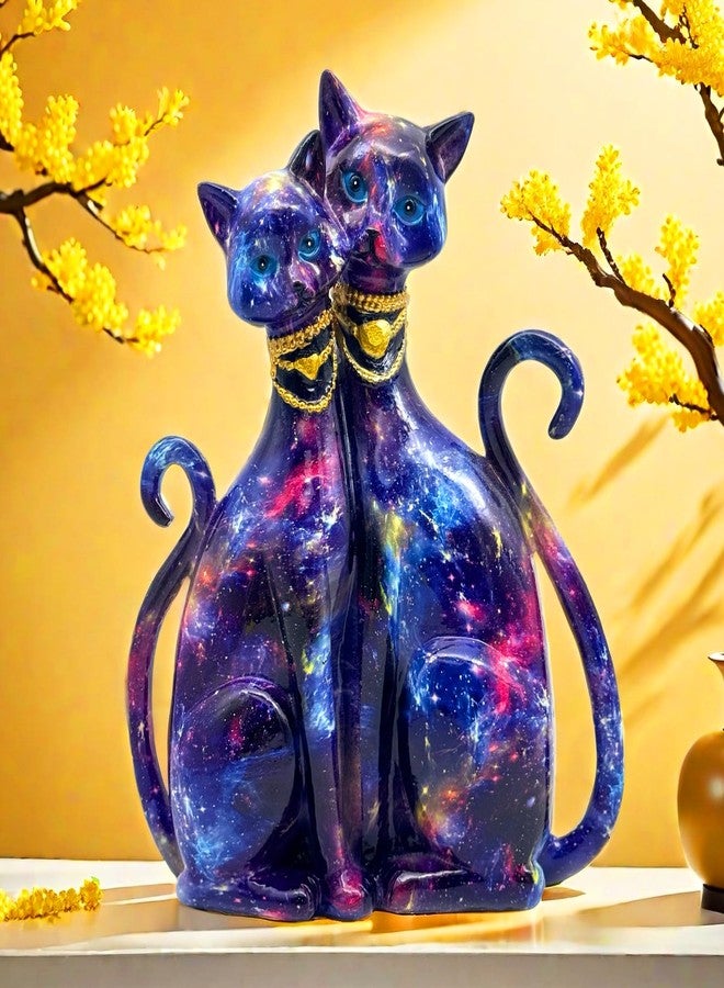 SHTWX Colorful Cat Couple Lover Art Statue Figurine Sculpture, Cats Gifts for Cat Lover, Office Home Decor, Desk Accessories - Image 4